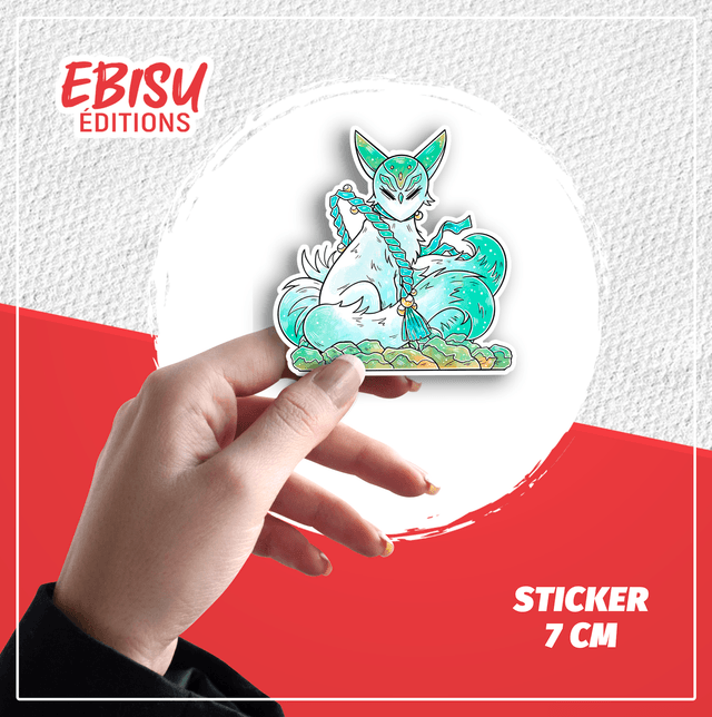 Sticker Green Kitsune